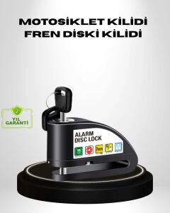 Titreşim Sensörlü Alarmlı Motosiklet Disk Kilidi 14MM Çelik Çift Kilitleme