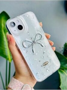 Apple Iphone 13-14 - 15 ile Uyumlu Şeffaf Simli Epoksili Telefon Kılıfı