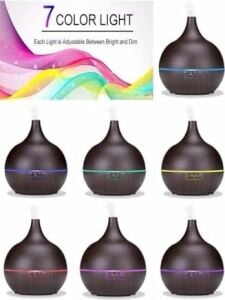 Uzaktan Kumandalı 550ML Aroma Difüzörü Ultrasonik Hava Nemlendirici Buhar Makinesi Rgb 7 Renk Led, Siyah