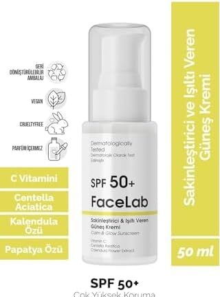 Facelab Sakinleştirici ve Işıltı Veren C Vitamini ve Centella Içerikli Spf 50 ve Güneş Kremi 50 ml