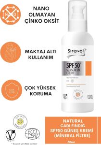 Natural Cadı Fındığı SPF50 Güneş Kremi (Mineral Filtre) 60 ml
