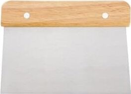 Paslanmaz Çelik Ahşap Saplı Hamur Pasta Börek Kek Şekillendirici Kesici Kazıyıcı Spatula, 14X10 cm