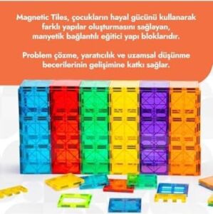 Circle Toys Magnetic Tiles Manyetik Yapı Blokları 36 Parça 3D Steam Eğitici Çocuk Oyuncağı ve Inşa Seti