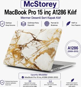 Macbook Pro Kılıf 15 Inç Marble A1286 (Eski Ethernet Girişli Model 2008-2012) ile Uyumlu Marble 03