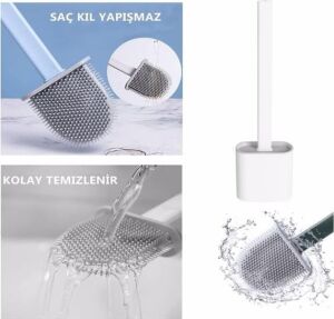 Duvara Yapışkanlı Silikon Uçlu Klozet Fırçası Beyaz (NVE117)