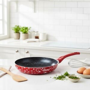Lotus 26 cm Sevgililer Günü Özel Seri Kırmızı Kırçıl Granit Efektli Yapışmaz Kızartma Tavası