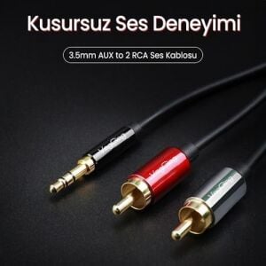 3.5mm Aux To 2 Rca Ses Kablosu 1 Metre