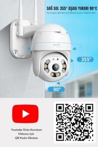 Full Hd 1080P Wi-Fi IP66 Ptz V380 Pro Kamera, Pan Tilt Güvenlik Kamerası, Çift Yönlü Ses/hareket Algılama/en Iyi Gece Görüşü/su Geçirmez Cctv Kamera, 128 Gb'a Kadar Sd Kart Desteği, Beyaz
