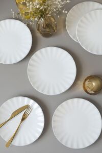Beyaz Pasta Tabağı 22 cm 6 Adet 004