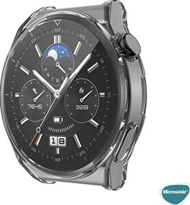 Watch Gt 3 Pro 46MM Titanyum Için Kılıf 360 Full Round Soft Silicone Siyah [watch Gt3 Pro 46MM Titanyum ile Uyumlu Kılıf - Siyah]