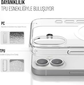 iPhone Magsafe Uyumlu Şeffaf Sert Kristal Mika Sararmaz Kılıf (Iphone 16)