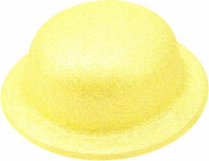 Sarı Simli Melon Şapka | Ince Plastik Glitter Yetişkin Parti Şapkası