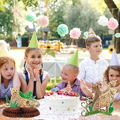 Nezyo 10 Adet Leopar Doğum Günü Süslemeleri Leopar Masa Orta Parçası 3D Orman Petek Orta Parçalar Çita Doğum Günü Dekorasyonları Çita Parti Dekorasyonları Orman Mutlu Doğum Günü Partisi Bebek Partisi