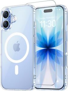 Psr Aksesuar iPhone 17 Uyumlu Şeffaf Magsafe Manyetik Şarj Destekli Koruyucu Kılıf + Temperli Cam Ekran Koruyucu Seti (Iphone 17)