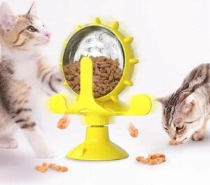 Vantuzlu Zilli Interaktif Dönebilen Mama Kaplı Renkli Eğlenceli Eğitici Kedi Oyuncağı