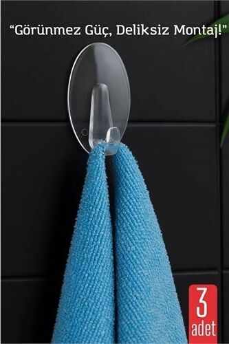 3 Lü Şeffaf Kendinden Yapışkanlı Duvar Askısı – 5.5 x 3.2 cm | Iz Bırakmaz, Güçlü Tutuş 722185