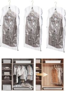 Tarix Vakumlu Hurç, Dolap Düzenleyici Elbise Saklama Poşeti,%80 Yer TASARRUFU,1ADET 90X60CM,1ADET 105X70CM,1ADET 145X70CM (Elbise Seti 3'lü)
