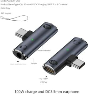 2in1 Type C To 3.5mm Kulaklık Type C 100W Hızlı Şarj Dönüştürücü Otgcx