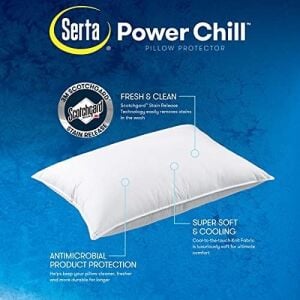 Serta Power Chill Soğutma Yastığı Koruyucuları, Lekeye Dayanıklı ve Fermuarlı Yastık Koruyucu, Yastığı Toz ve Kirden Korur (2'li Paket), Kral, Beyaz