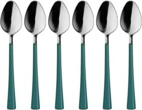6 Parça Çay Kaşığı Seti, Paslanmaz Çelik, Gümüş Yeşil, 11 Cm, 70 Gram, El Yıkama