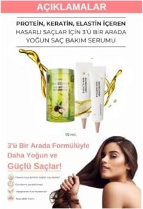 Deoproce Protein, Keratin, Elastin Içeren Hasarlı Saçlar Için 3'ü Bir Arada Yoğun Saç Bakım Serumu 10G