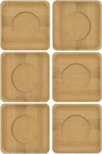 Bambu Çay Tabağı Altlığı, Kare Şekilli, Bej, Elde Yıkama Önerilen, Bulaşık Makinesi Uygun Değil, 10 x 10 Cm, 6 Parça