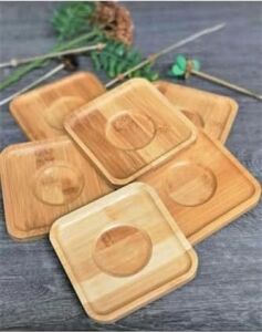 Bambu Çay Tabağı Altlığı, Kare Şekilli, Bej, Elde Yıkama Önerilen, Bulaşık Makinesi Uygun Değil, 10 x 10 Cm, 6 Parça