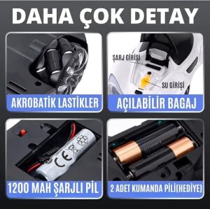 /oyuncak 2.4 Ghz Uzaktan Kumandalı Şarjlı Elektrikli Araba 4x4 Şarj Istasyonlu Buharlı LED Işıklı Sesli Müzikli Full Fonksiyon 4 Çeker Drift Atabilen 1200 Mah Şarjlı Pilli (Premium Beyaz)