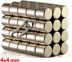 100 Adet 4x4 mm Yuvarlak Neodyum Mıknatıs N35 Güçlü Magnet Nikel Kaplama