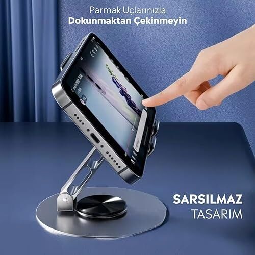 iPhone  Xiaomi Reeder Oppo  Ayarlanabilir Masaüstü Telefon Tutacağı ( Siyah )