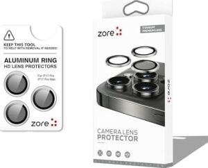 Senon Apple iPhone 17 Pro Için Zore Cl-12 Premium Safir Parmak Izi Bırakmayan Anti-Reflective Kamera Lens Koruyucu (Titanyum-Gümüş)