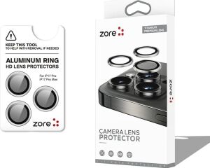 Senon Apple iPhone 17 Pro Için Zore Cl-12 Premium Safir Parmak Izi Bırakmayan Anti-Reflective Kamera Lens Koruyucu (Titanyum-Gümüş)