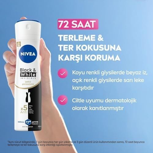 Kadın Sprey Deodorant & Invisible Ipeksi Pürüzsüzlük, Ter ve Ter Kokusuna Karşı 72 Saat Anti-Perspirant Koruma 150 ml