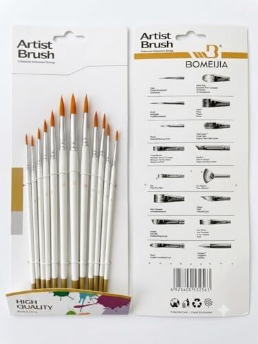 Resim Fırçası 12 Parça Sanat Akrilik Suluboya Yağlıboya Fırça Seti