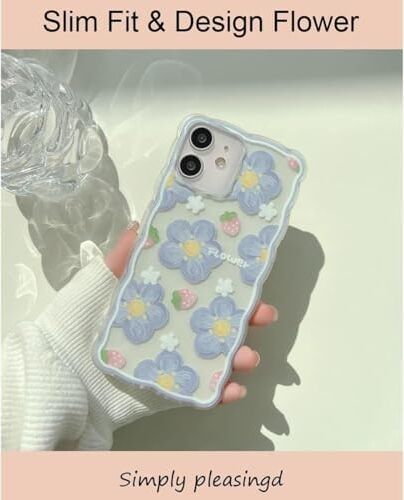 Xspring Telefon Kılıfı, Şeffaf Yumuşak Tpu Kılıf, Mavi Yaban Mersini Çiçek Desenli, Ile Uyumlu Telefon 12 Modeli, Kadınlar ve Kızlar Için Şık Dalga Tasarım