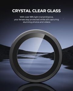 iPhone 16 ve iPhone 16 Plus Uyumlu Kamera Camı Lens Koruyucu Halka Set - Siyah Titanyum