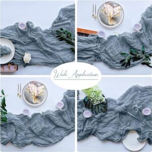 Aputue Tülbent Masa Örtüleri, 90X300CM%100 Doğal Pamuk Boho Rustik Düğün Tülbentleri, Gelin ve Bebek Partileri, Doğum Günü Yemekleri Için Dekoratif Masa Örtüsü, Ev Dekorasyonu (A)