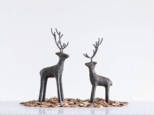 Creative Co-Op Dökme Demir Ayakta Geyik Figürleri ve Figürleri, 29,8 Cm, Siyah