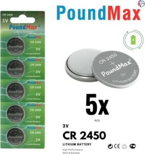 5 Adet 2450 CR2450 DL2450 DL2450 ECR2450 KCR2450 3V Poundmax Lityum Düğme Piller, Düğme Pil, Çocuklara Dayanıklı Ambalaj, Akıllı Ev Cihazları, Küçük Elektronik Ev Aletleri, Araba Anahtarları ve Diğer