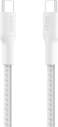 Eco Örgülü Usb-C - Usb-C Kablosu, 1 M, 240 W, Yumuşak, Esnek Hızlı Şarj Kablosu, 16, Galaxy S25, 9, Macbook, iPad Pro ve Daha Fazlası Için Tip-C Şarj Kablosu - Beyaz (Usb 2.0)