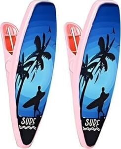 Plaj Havlusu Mandal Klipsi, Sörf Temalı, Pembe ve Mavi Desenli, 2'li Set, Dayanıklı Plastik, Taşınabilir