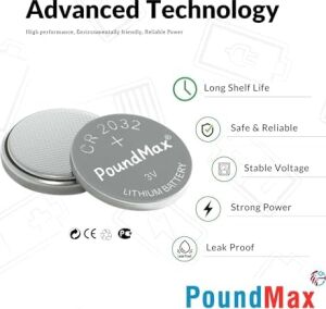 20 x Poundmax CR2032,DL2032 3V Poundmax Lityum Düğme Pil,airtag,araba Anahtarlık,uzak Kumandalı Araba,terazi ve Tıbbi Cihazlar ile Uyumlu