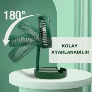 Şarjlı Taşınabilir Fan Katlanır Teleskopik USB Fanı Ev Ofis Masaüstü Sessiz Fan