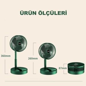 Şarjlı Taşınabilir Fan Katlanır Teleskopik USB Fanı Ev Ofis Masaüstü Sessiz Fan