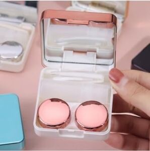 Rose Aynalı Seyahat Lens Kutusu - Solüsyon Kabı, Cımbız, Vantuz Aparatı, L-R Lens Hazneleri