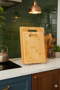 2'li Bambu Kesme Tahtası Bambu Doğrama Tahtası Doğal Bambu Mutfak Kesim Tahtası 30X20 cm