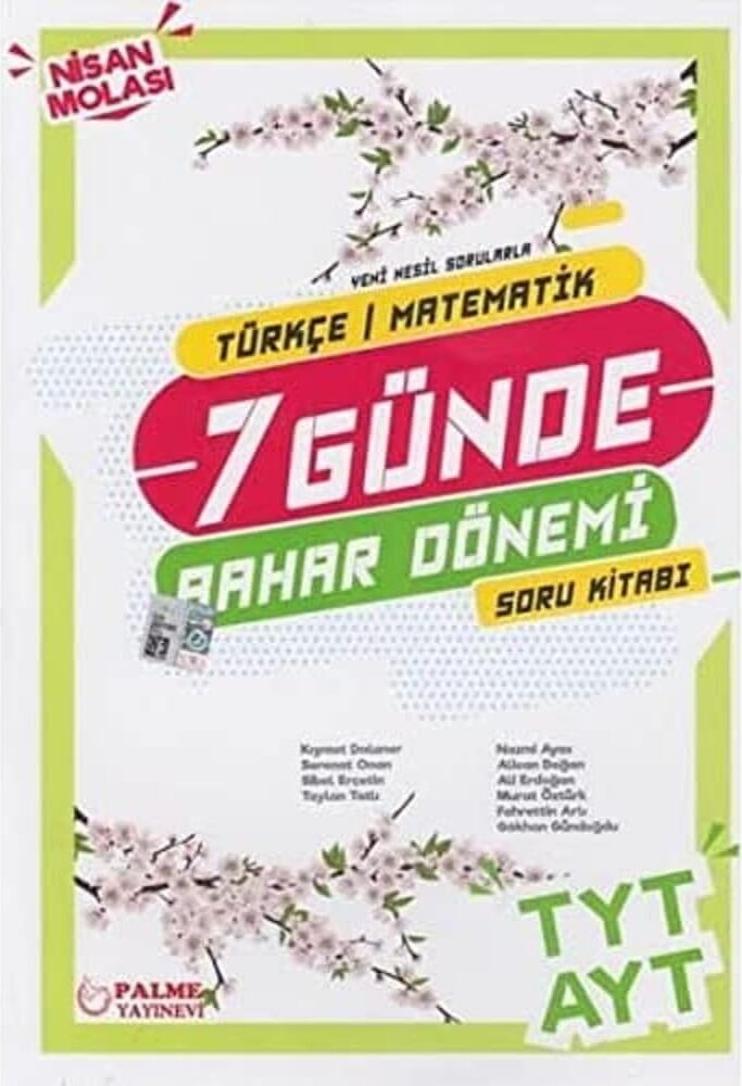 Palme Tyt Ayt Türkçe Matematik 7 Günde Bahar Dönemi Soru Kitabı