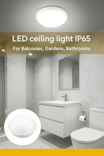 Artos 20W Beyaz LED Tavan ve Duvar Lambası | IP65 Su ve Toz Geçirmez | 6500K Beyaz Işık | Banyo, Bahçe, Balkon ve Dış Mekan Kullanıma Uygun | Modern Nemliyer Armatür