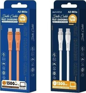 100W Type-C To Type-C Hızlı Şarj ve Data Kablosu 1.3m Beyaz AZ-B03A (100W Type-C To Type-C Beyaz)