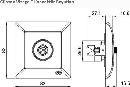 1 Adet Günsan Visage Beyaz Tv Priz Sonlu F Konnektörlü Çerçevesiz